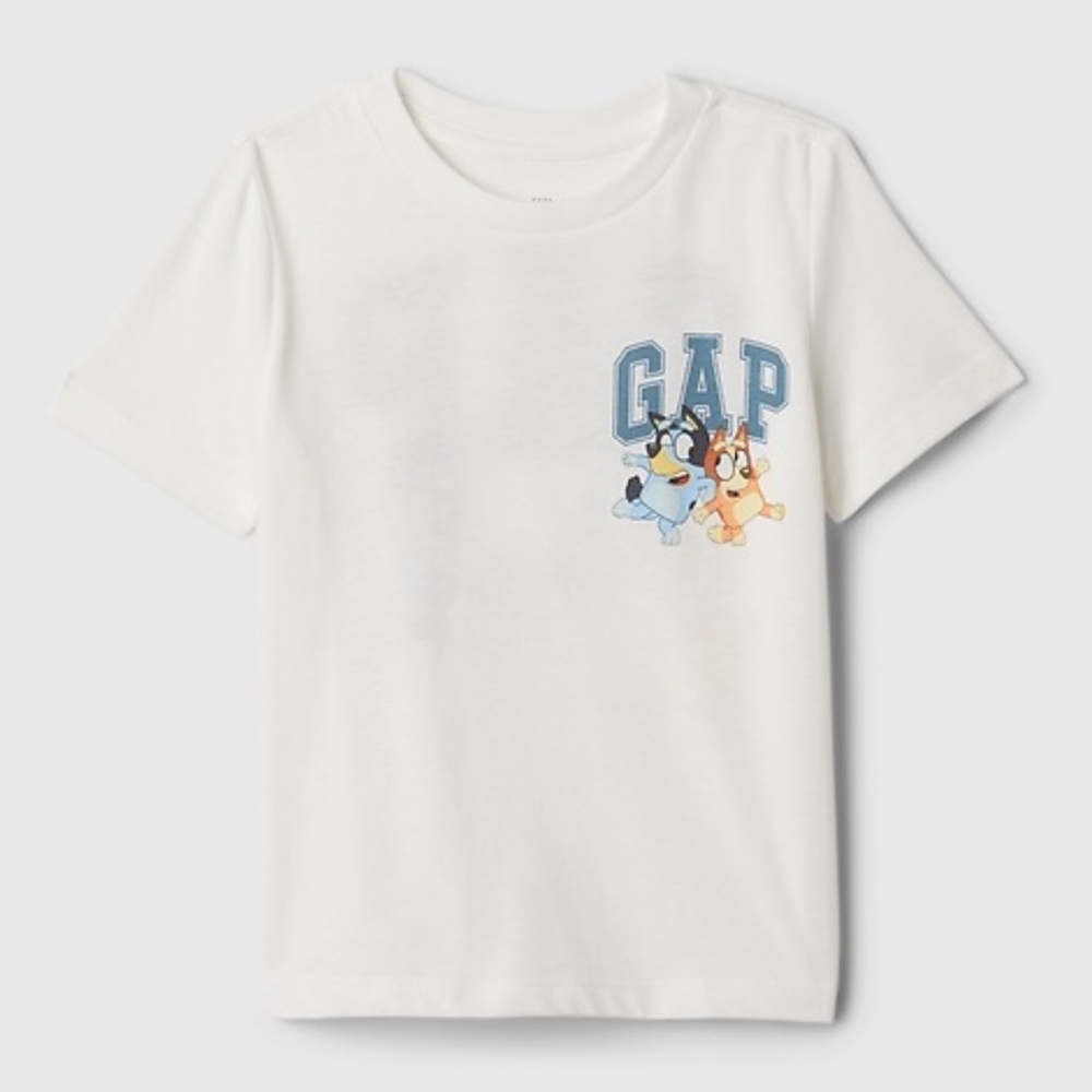 GAP White Short Sleeve Tee with Bluey Graphic Design